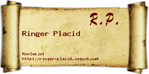 Ringer Placid névjegykártya